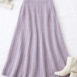 Cable Knit Maxi Skirt in Lilac - Women